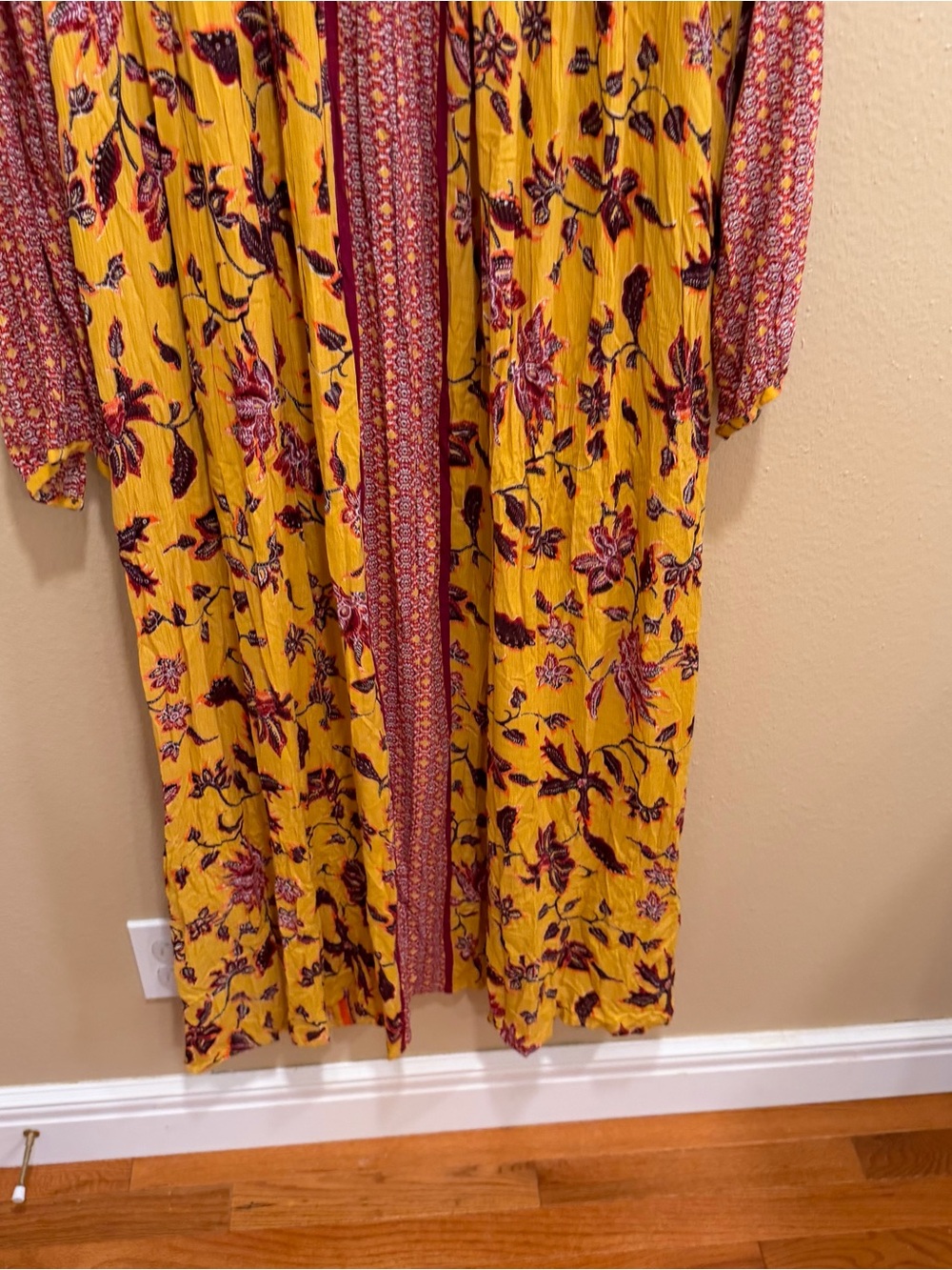 NWT Anthropologie RAGA Floral Boho Yellow Duster Kimono Small Boho - Picture 5 of 13